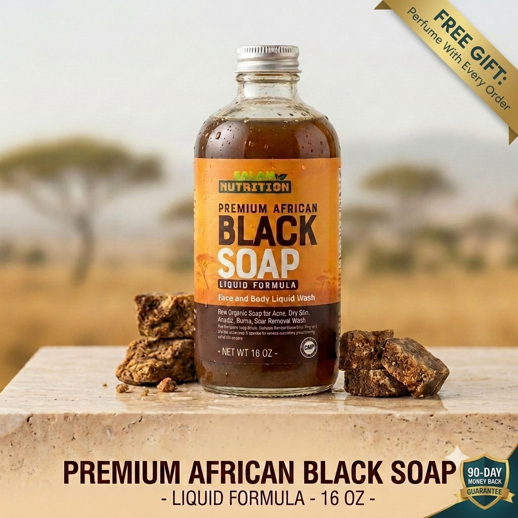 Black soap liquid from Ghana and made with spring water 16 oz pump personal use