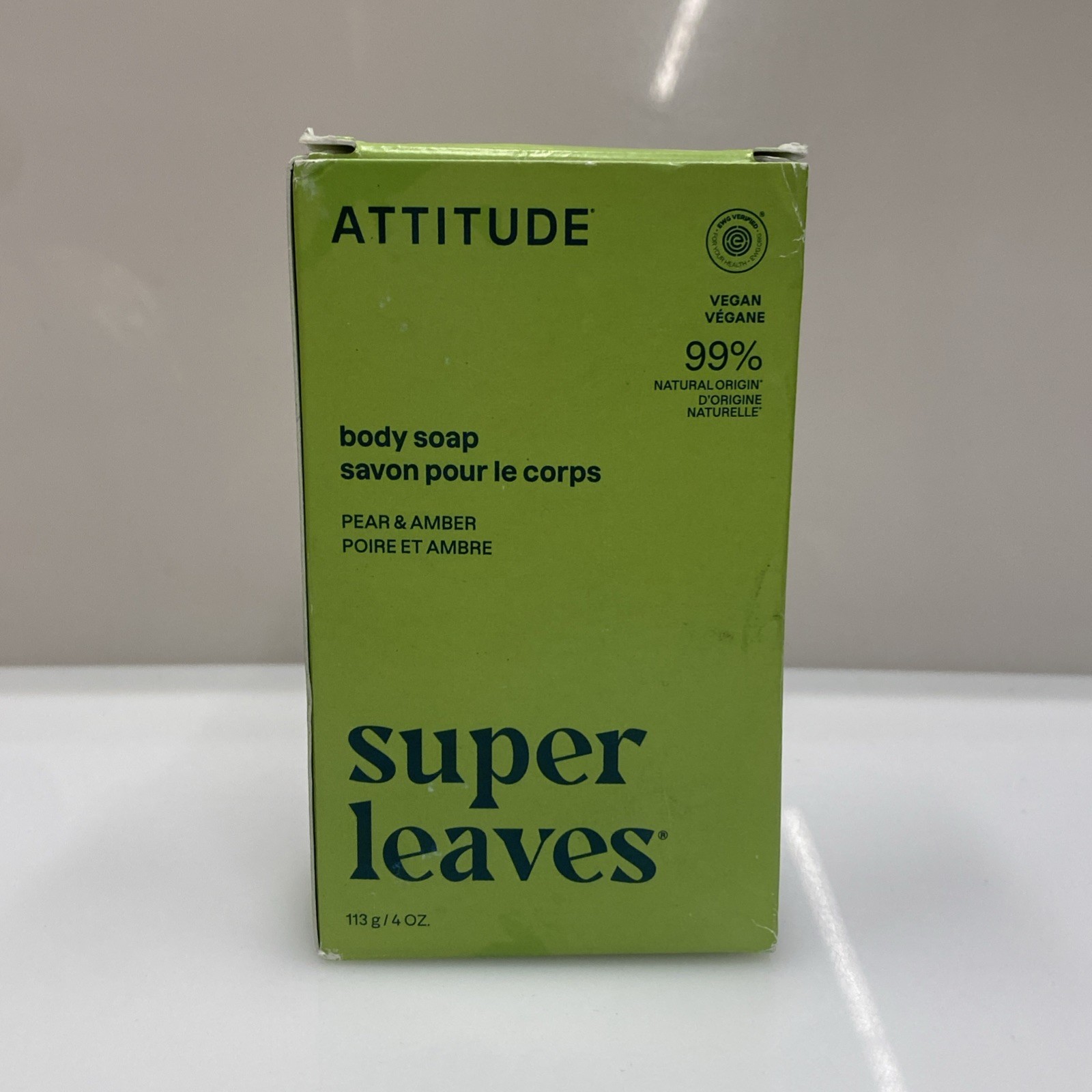 Super Leaves Attitude Body Soap Bar 4 oz Pear & Amber Scent