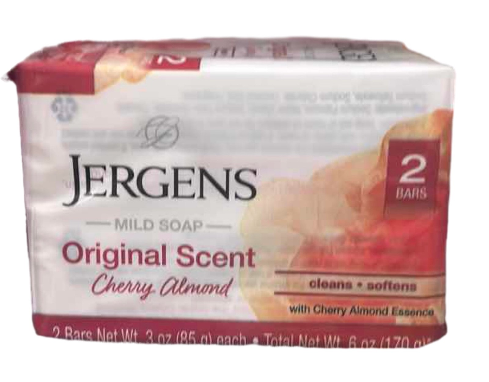 Jergens Cherry Almond Mild Bar Soap 4 Bars (2x 2-Pack) 3 Oz Each Scent