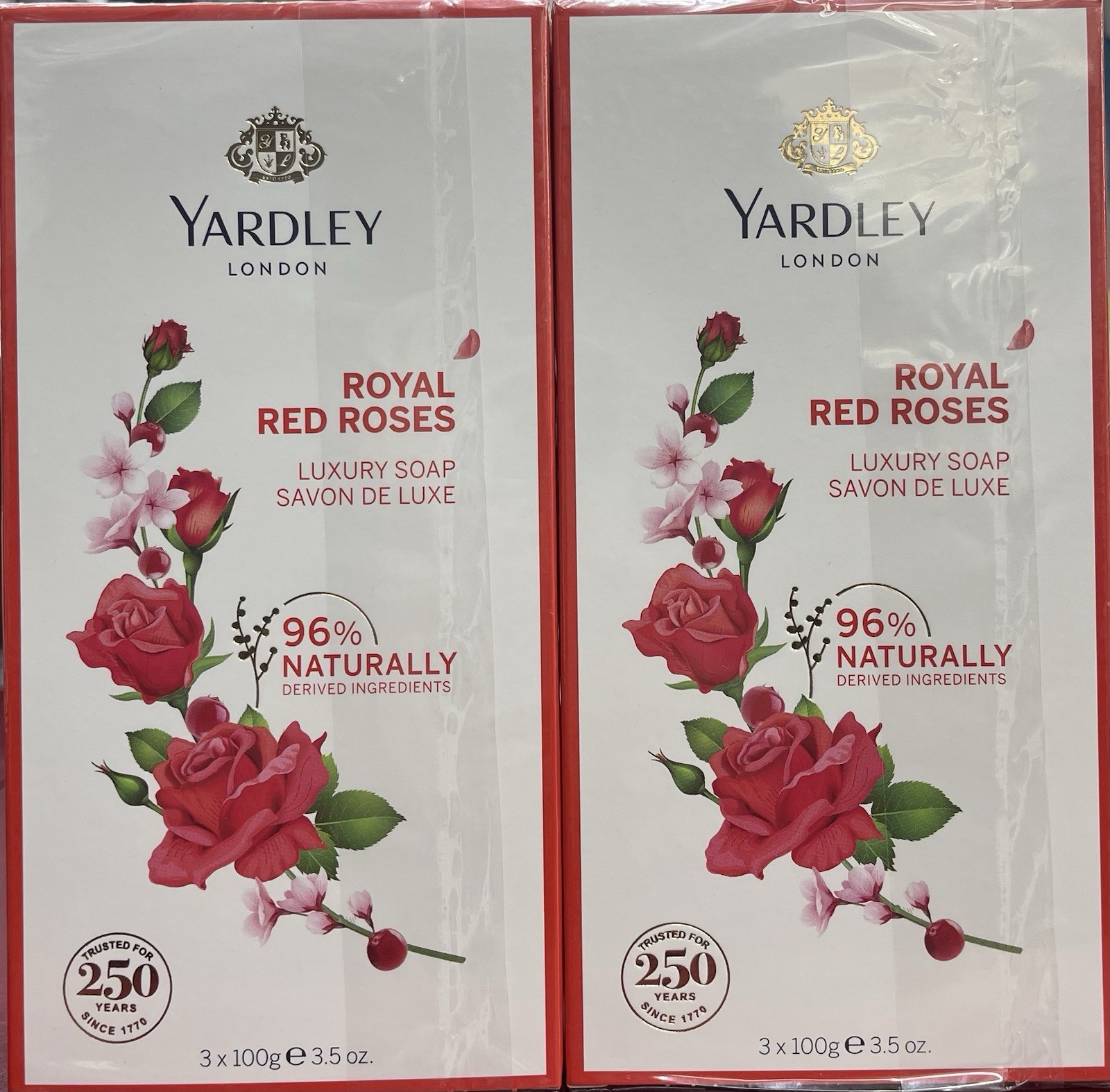 12 Pcs Yardley London Royal Red Roses Luxury Soap Net Wt 100g Each Bar