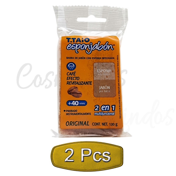 2Pcs Esponjabon Coffee Soap Sponge 2 in 1 Revitalizing Anti Cellulite Firming