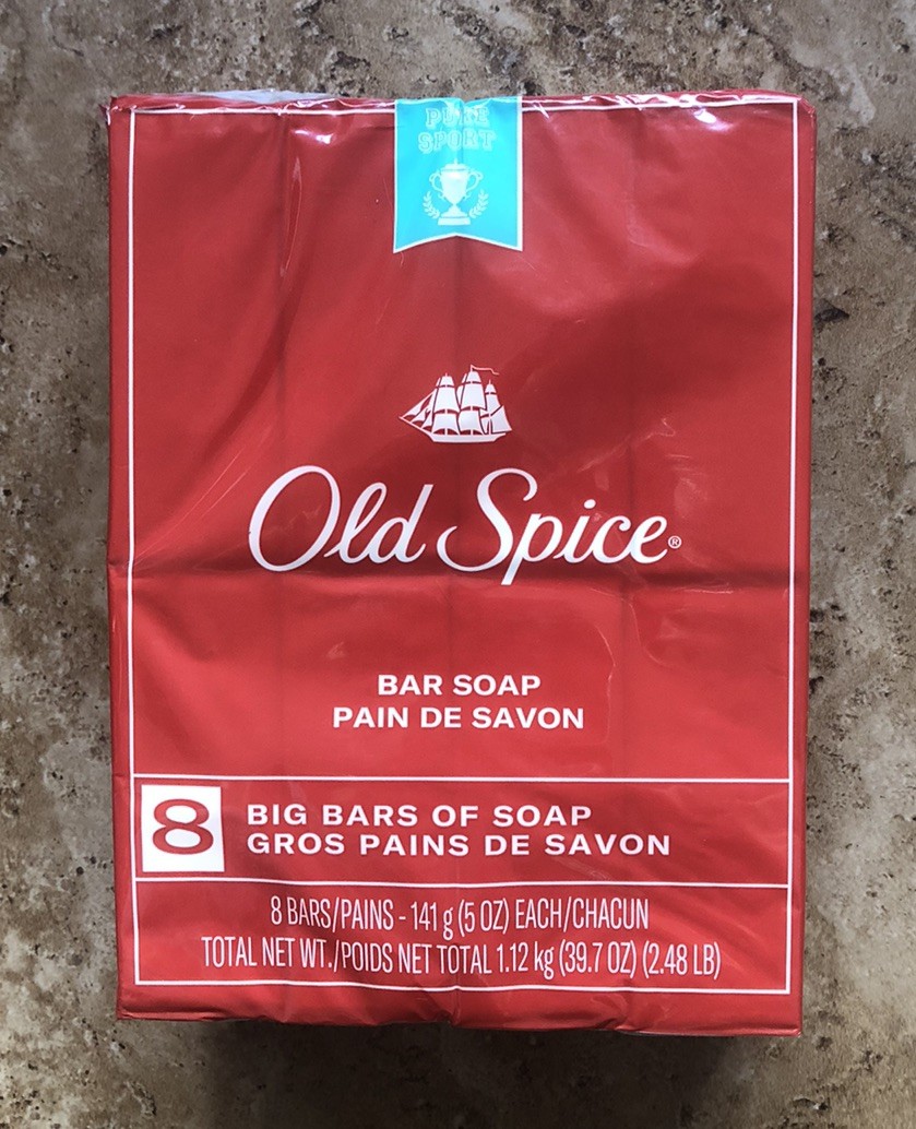 Men’s Old Spice Bar Soap Big Bars Pure Sport 8 Pack 5oz Each! Mens New Sealed
