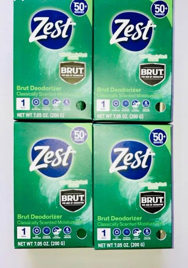 Zest Brut Deodorizer Classically Scented Moisture Bar Soap 7.05 oz. lot of 4 New