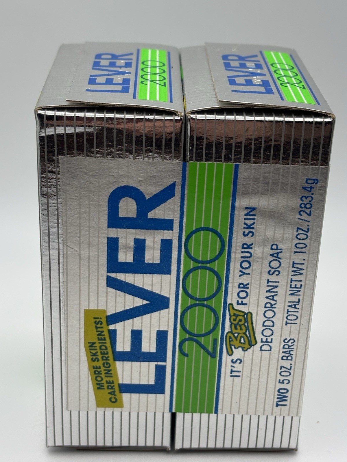 VTG 1994 Lever 2000 2 Bar Duo Pack White 5oz Deodorant Soap Silver Box USA Prop