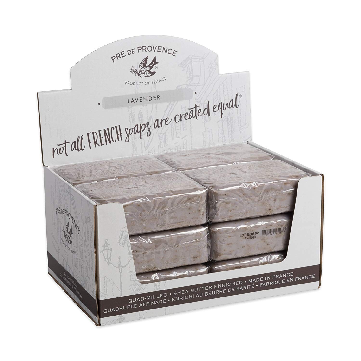 Pre de Provence LAVENDER Case 12 x 250 Gram French Soap Bath Shower Bars Natural