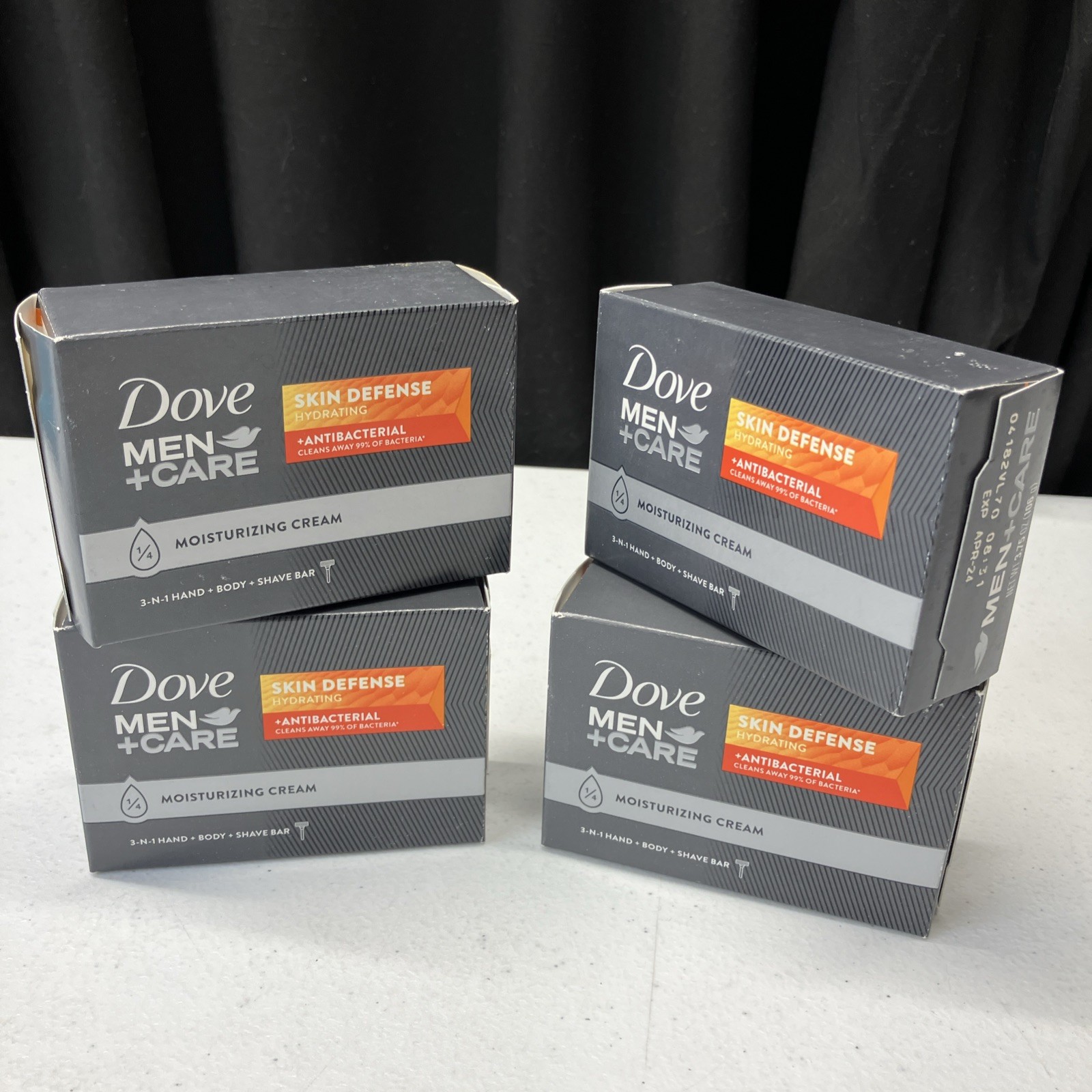 Dove Men + Care Antibacterial Skin Defense Body + Shave Bar Soap Lot Of 4
