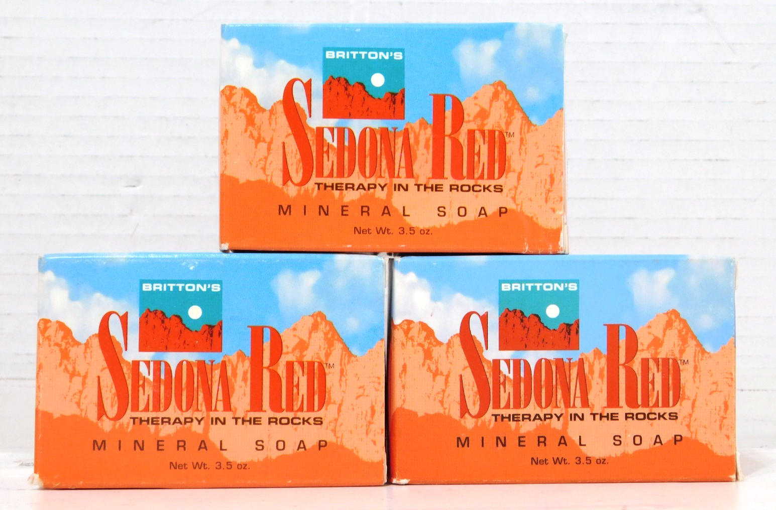 3 NOS Britton’s Sedona Spa Red Mineral Bar Soap Size 3.5 oz Therapy In the Rocks