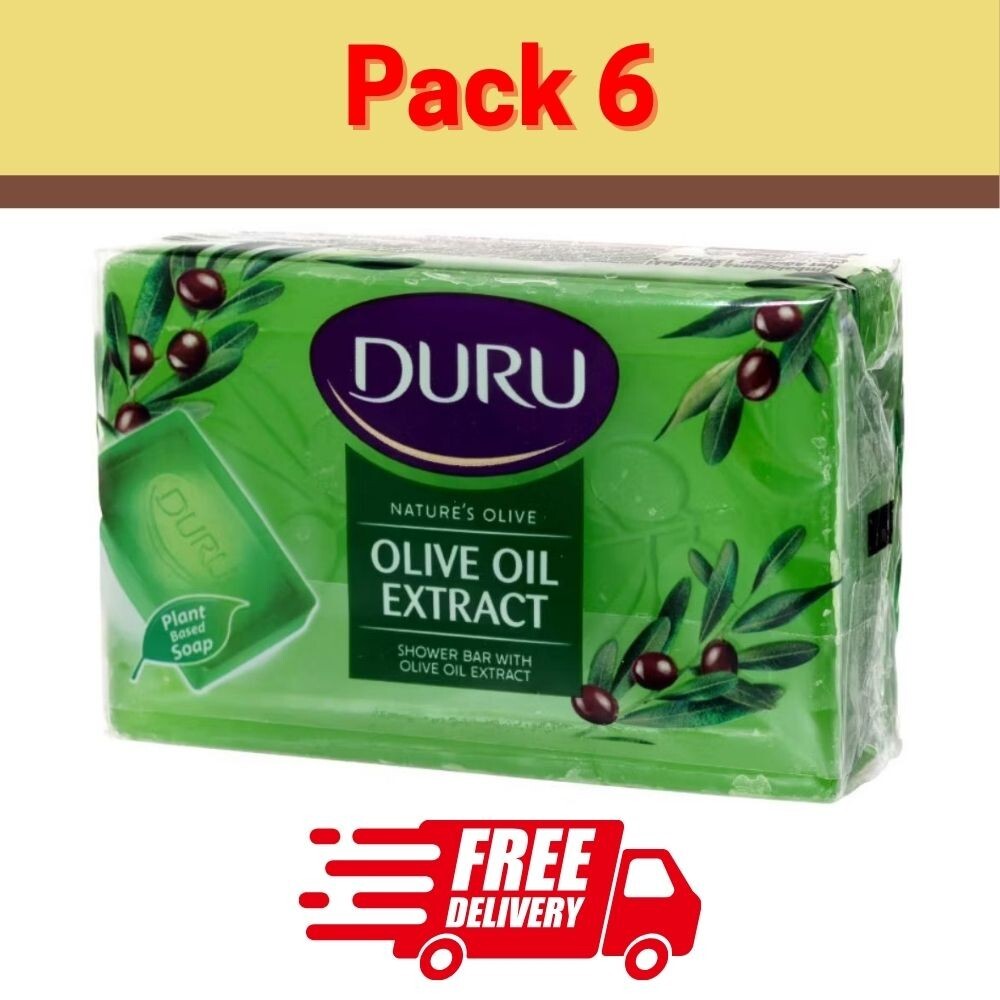 DURU Natural Olive Face & Body Bar Soap with Olive Oil Extract 150g x 6