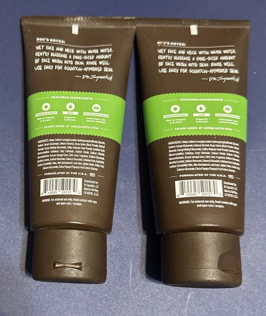 DR SQUATCH COOL FRESH ALOE Mens Natural Face Wash 4.0 fl oz LOT 2 FREE SHIPPING