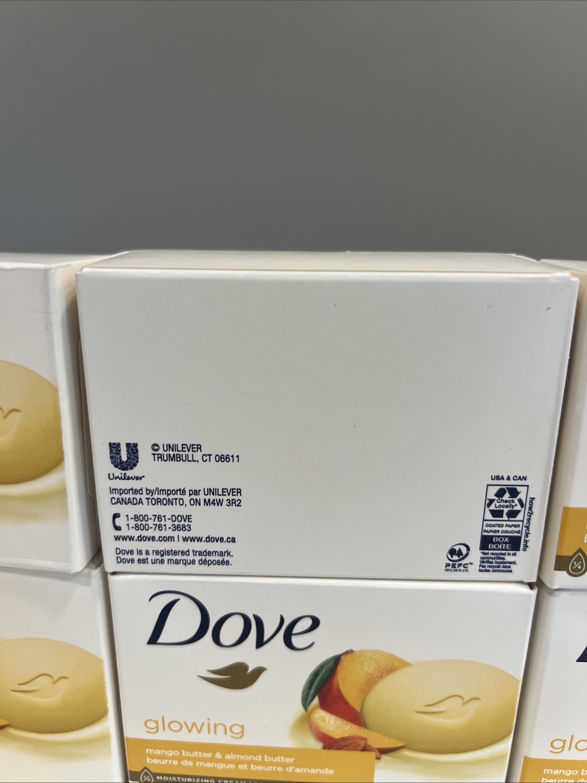 6 Bars Dove Glowing Gentle Bar Soap Mango/Almond Butter ~ 3.75 oz each New