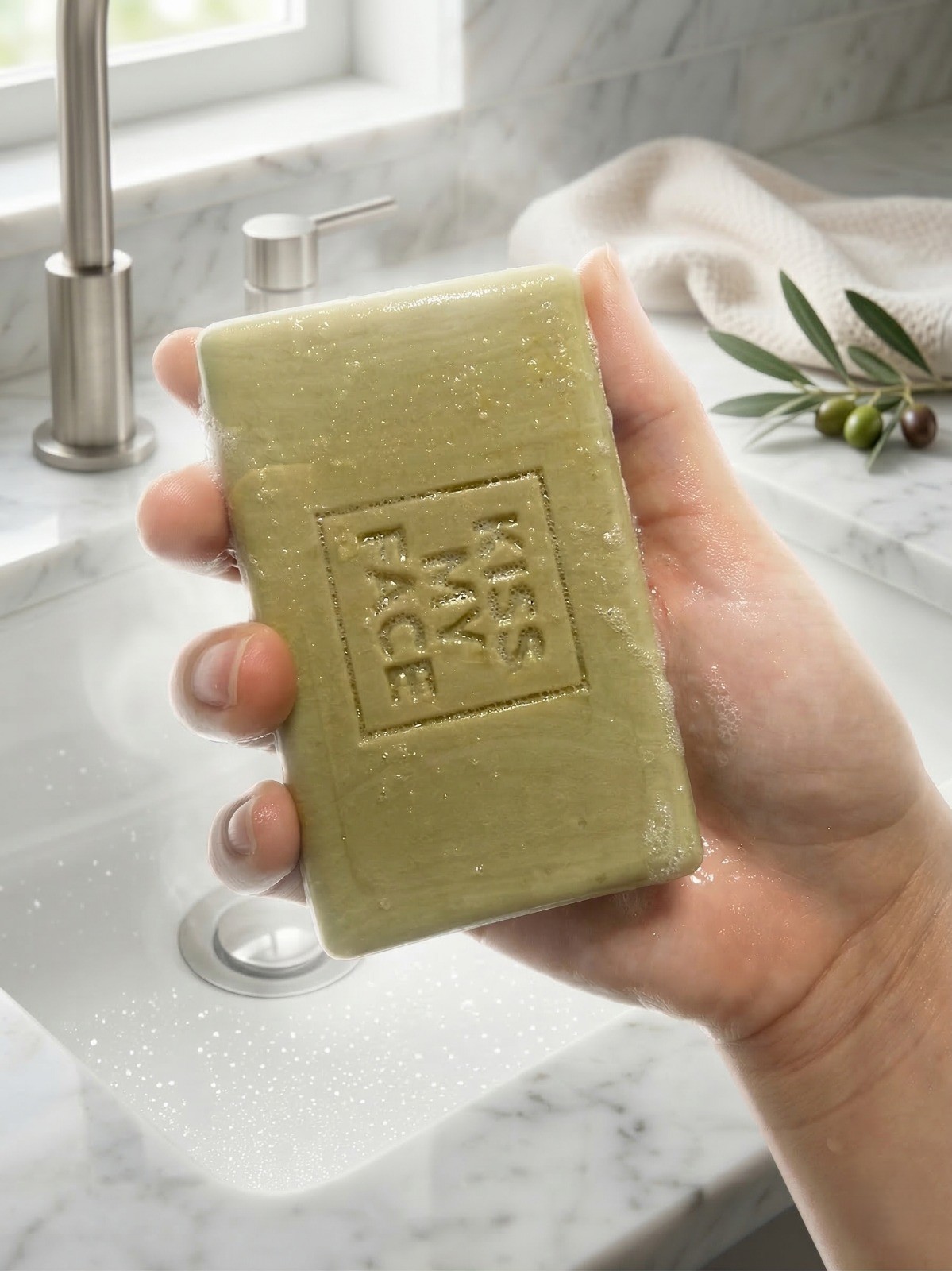 Kiss My Face Olive Oil Soap + Olive & Aloe Hand Soap Bundle Fragrance Free