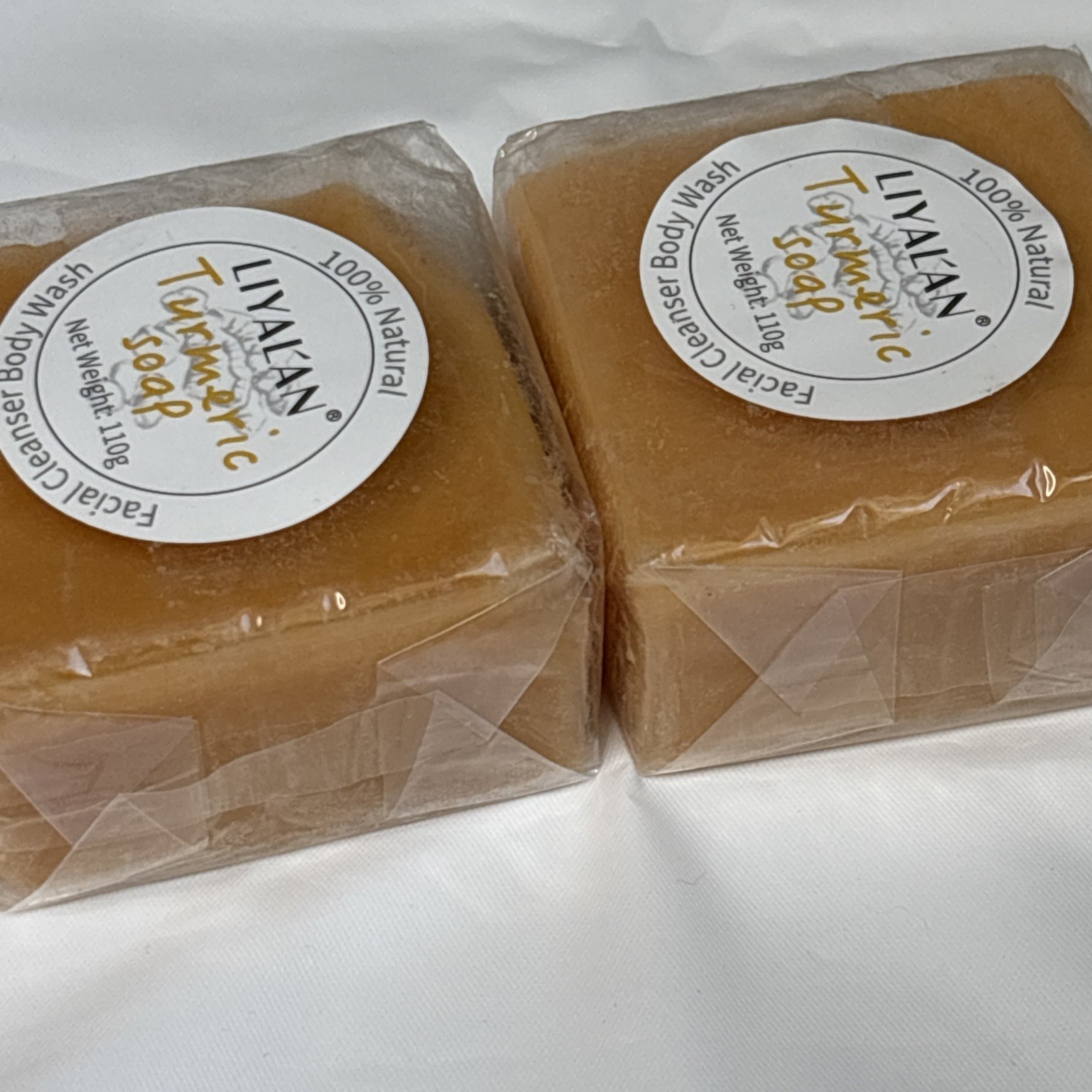 Lot of 4 Small Liyalan Bar Soap Turmeric 110g Each NEW Facial Cleanser body Wash