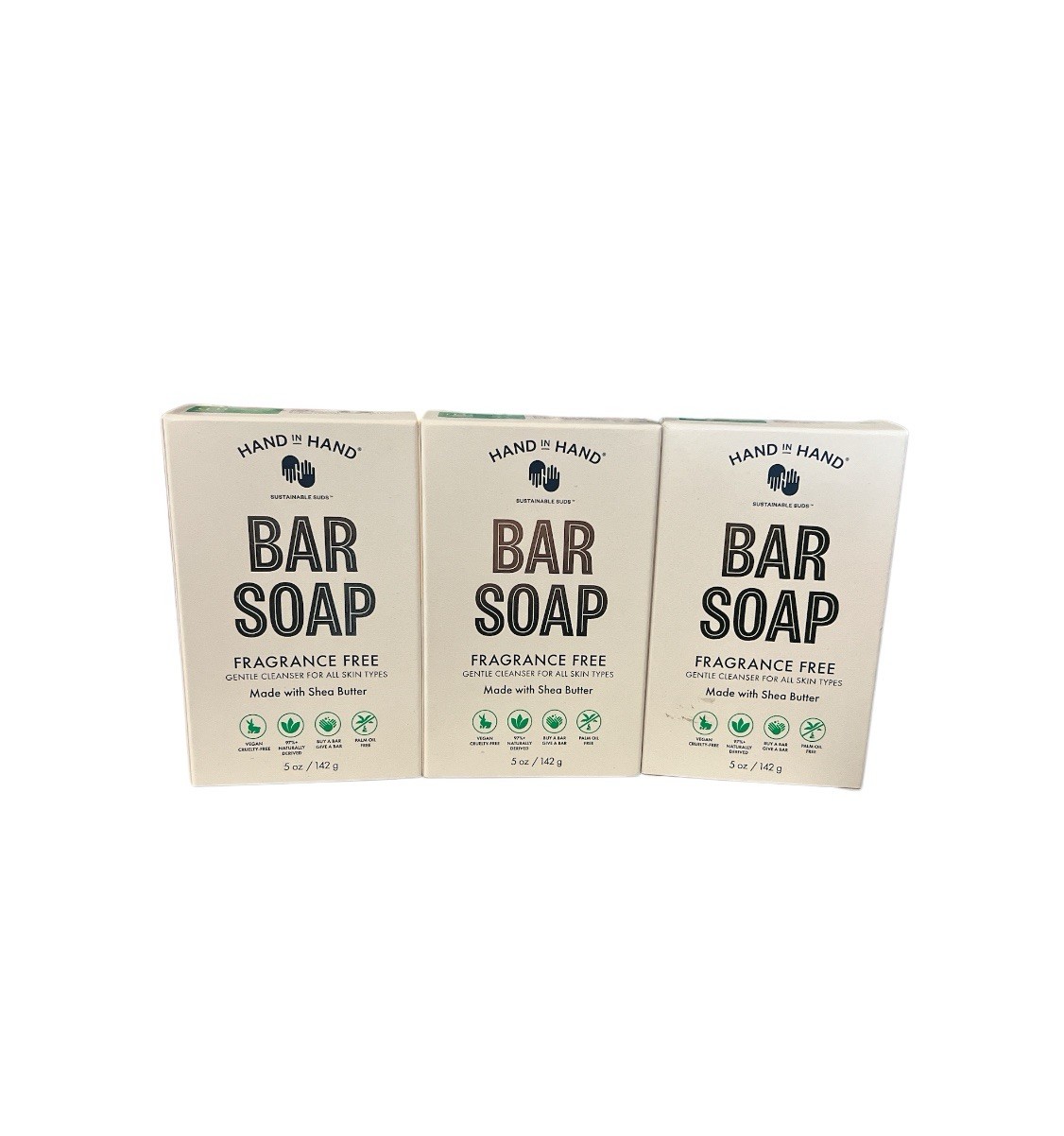 Hand In Hand Bar Soap Fragrance Free With She’s Butter, 5 Oz (3 New)