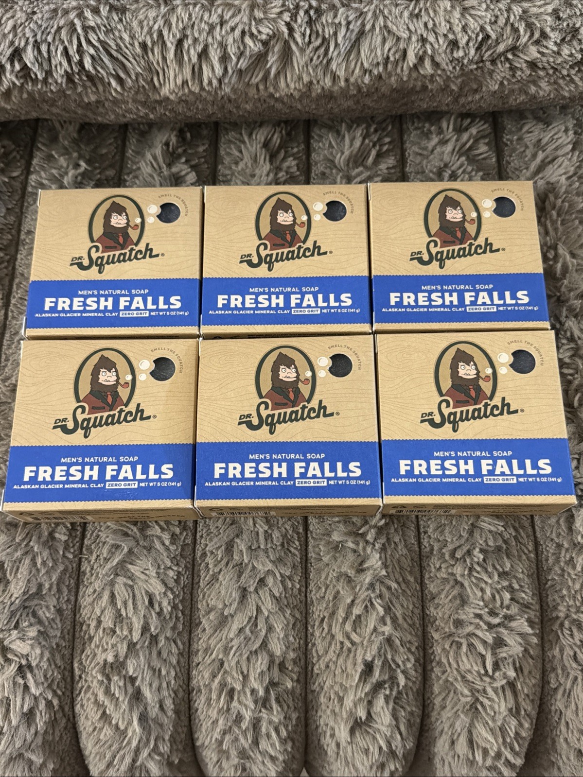 6X Dr. Squatch MEN’S NATURAL Bar Soap FRESH FALLS Scent 5 oz ea. 6 Bars New