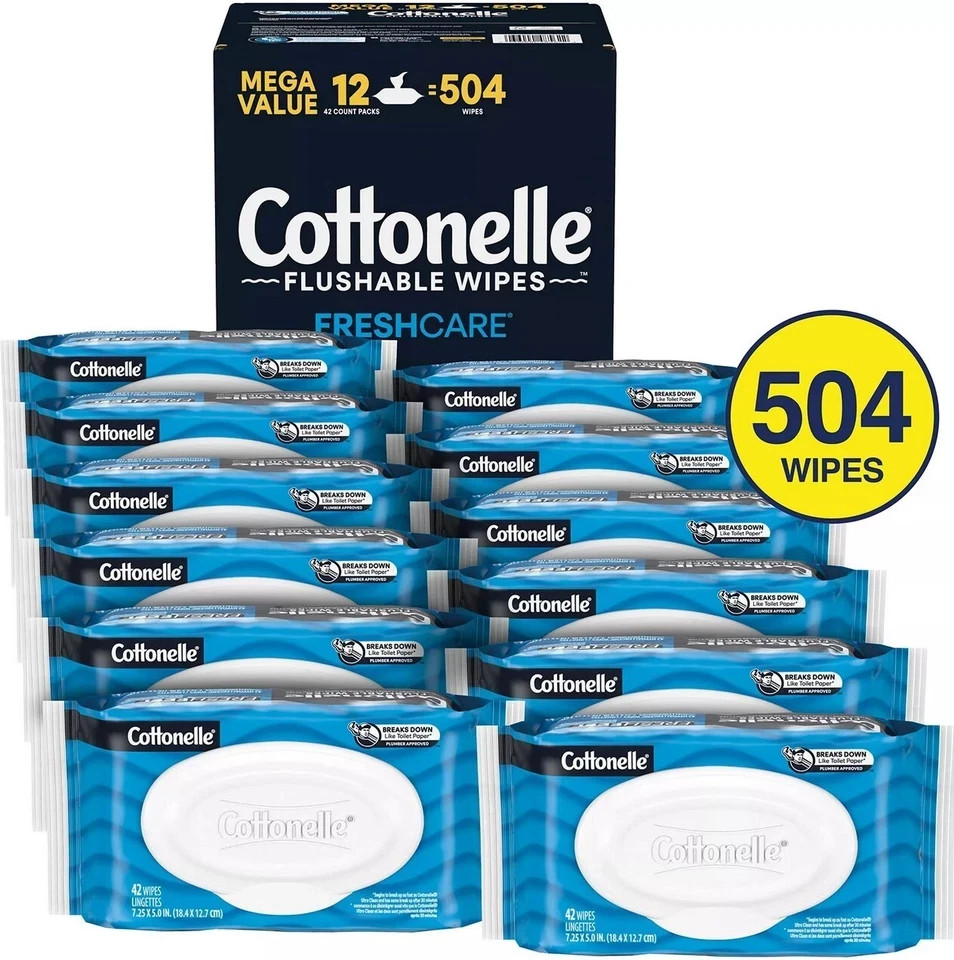 Cottonelle Flushable Wipes (504 ct.) Mega Value Free And Fast Shipping