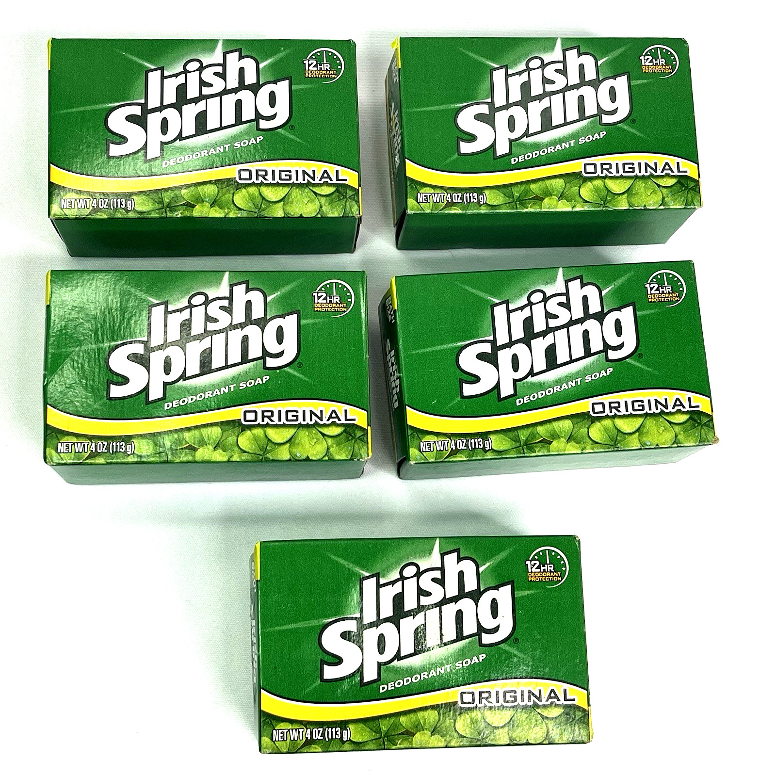 Vintage Irish Spring Bar Soap Original Scent 4 Oz ea No Flaxseed Oil Lot of 5