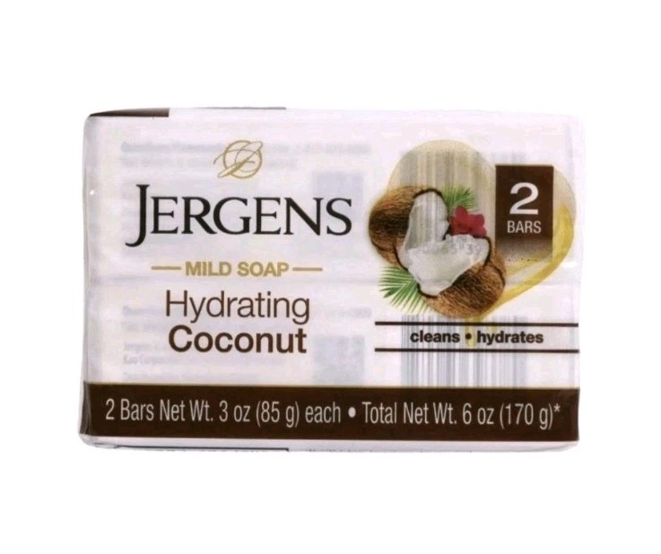 🤎 JERGENS 🤎 (2-BARS) 3 Oz 🥥🫧 ●HYDRATING COCONUT● 🥥🫧 ≈HYDRATING≈ Mild Soap.