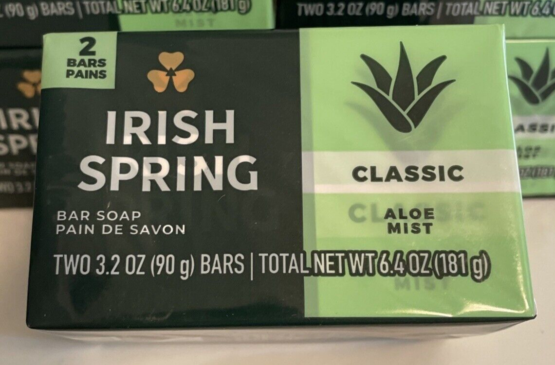 12 Irish Spring Classic Aloe Mist Bar Soap 3.2 oz (2-pk x 6)