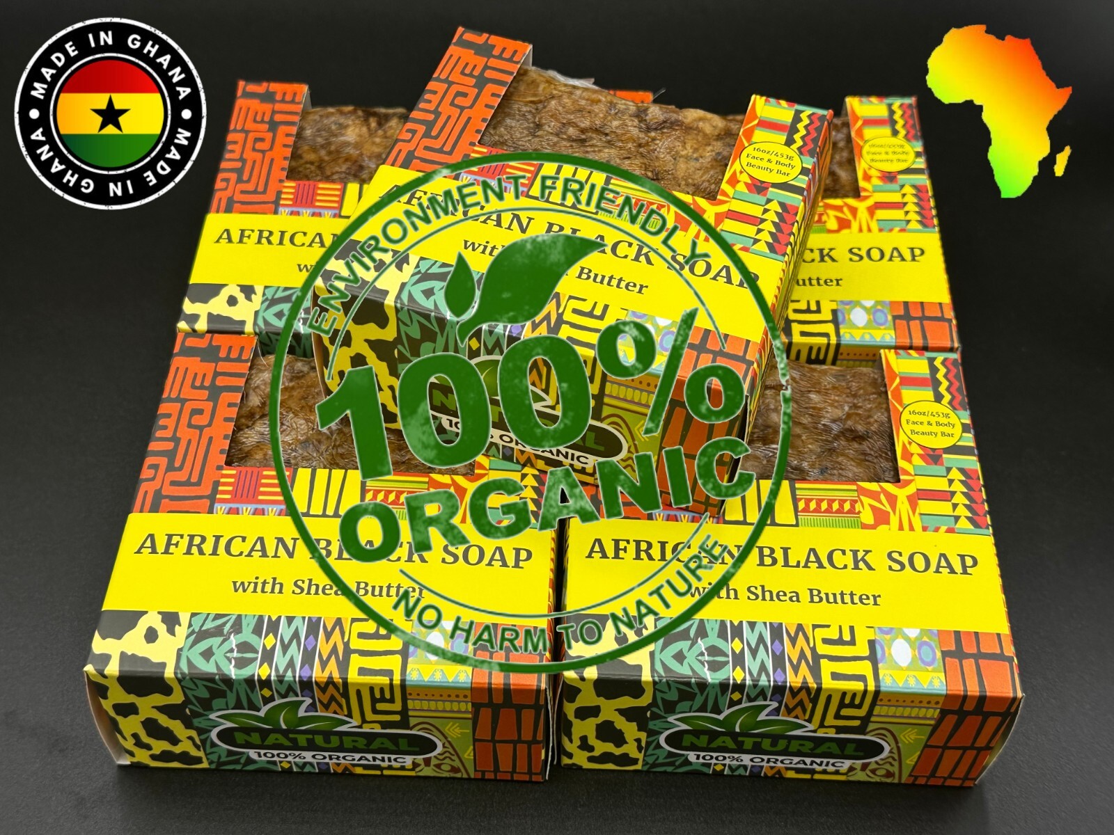 1 lb Raw African Black Soap Organic Bar From Ghana Bulk Face Acne Body Wash HIT!