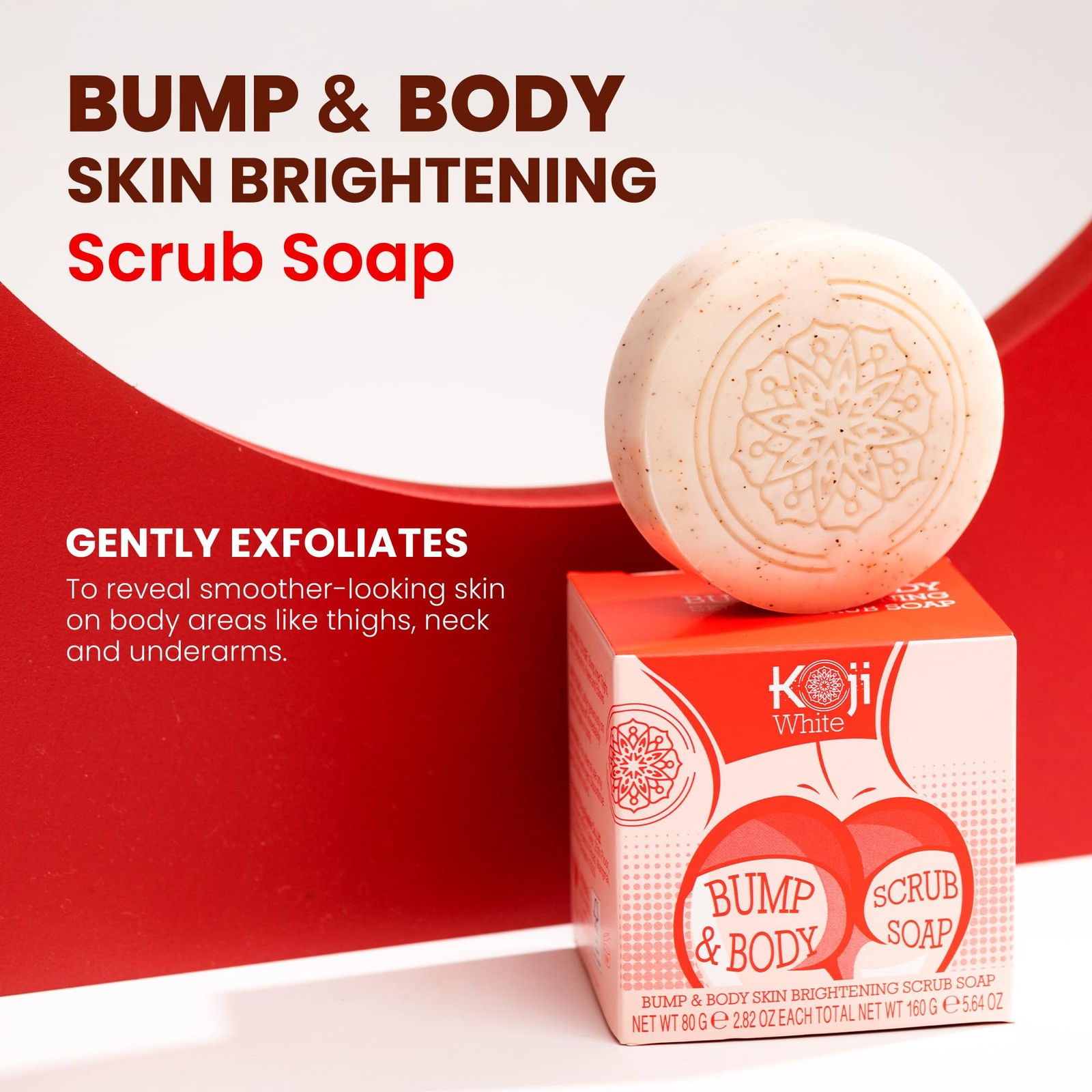 Koji White Kojic Acid Bump Eraser Body Scrub Soap for Exfoliation Butt, Elbow, U