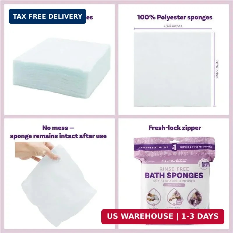 Scrubzz Disposable No Rinse Bathing Wipes – 25 Pack – All-in-1 Single Use Shower