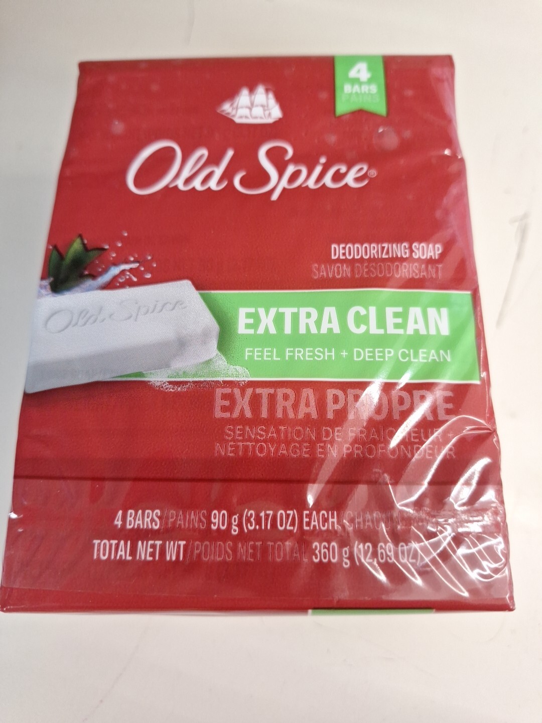 Old Spice Deodorizing Bar Soap Extra Clean Fresh & Deep Clean 3.17 oz 4 Bars