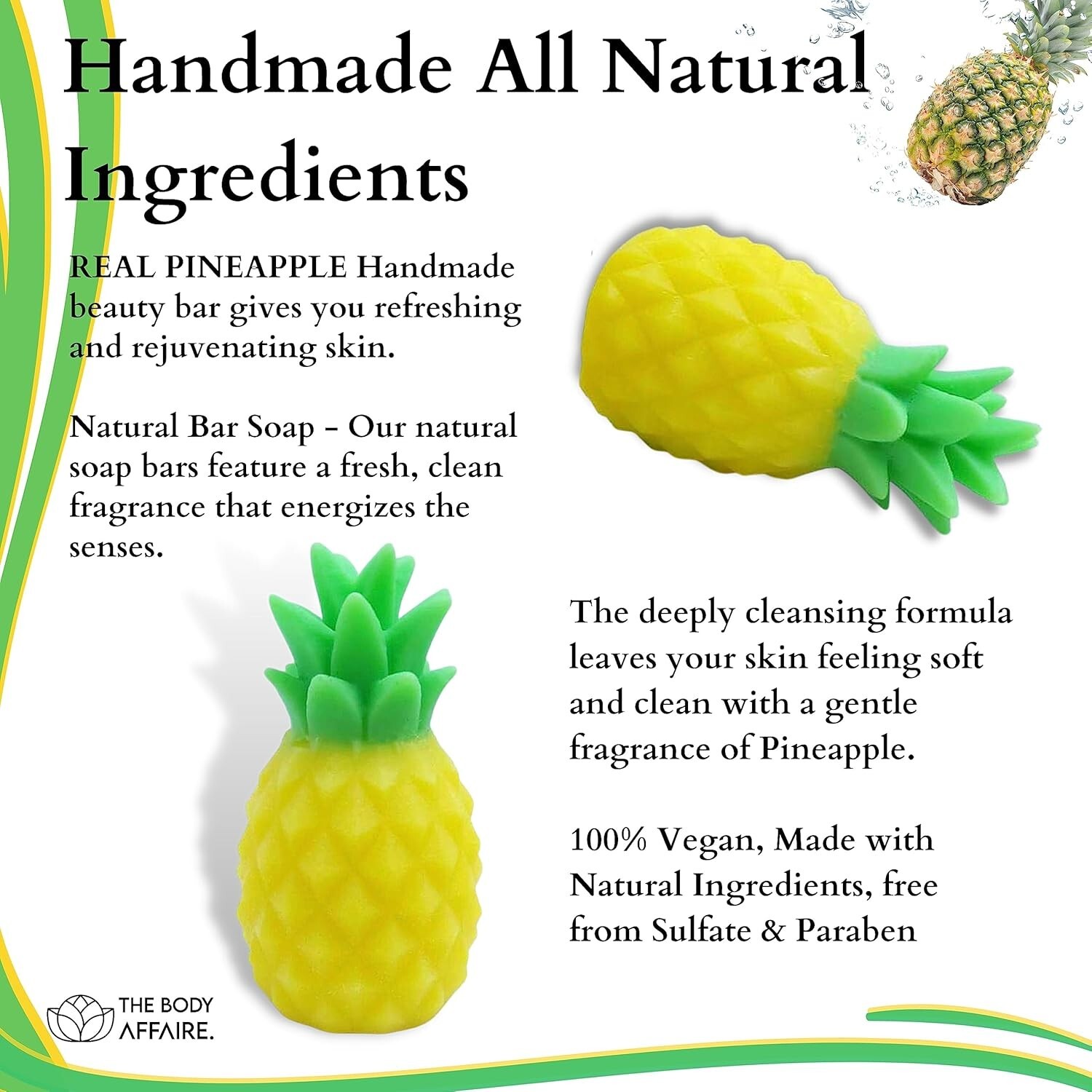FORGANIK Real Pineapple Moisturizing Handmade Soap Pack of 1 For Men & Women