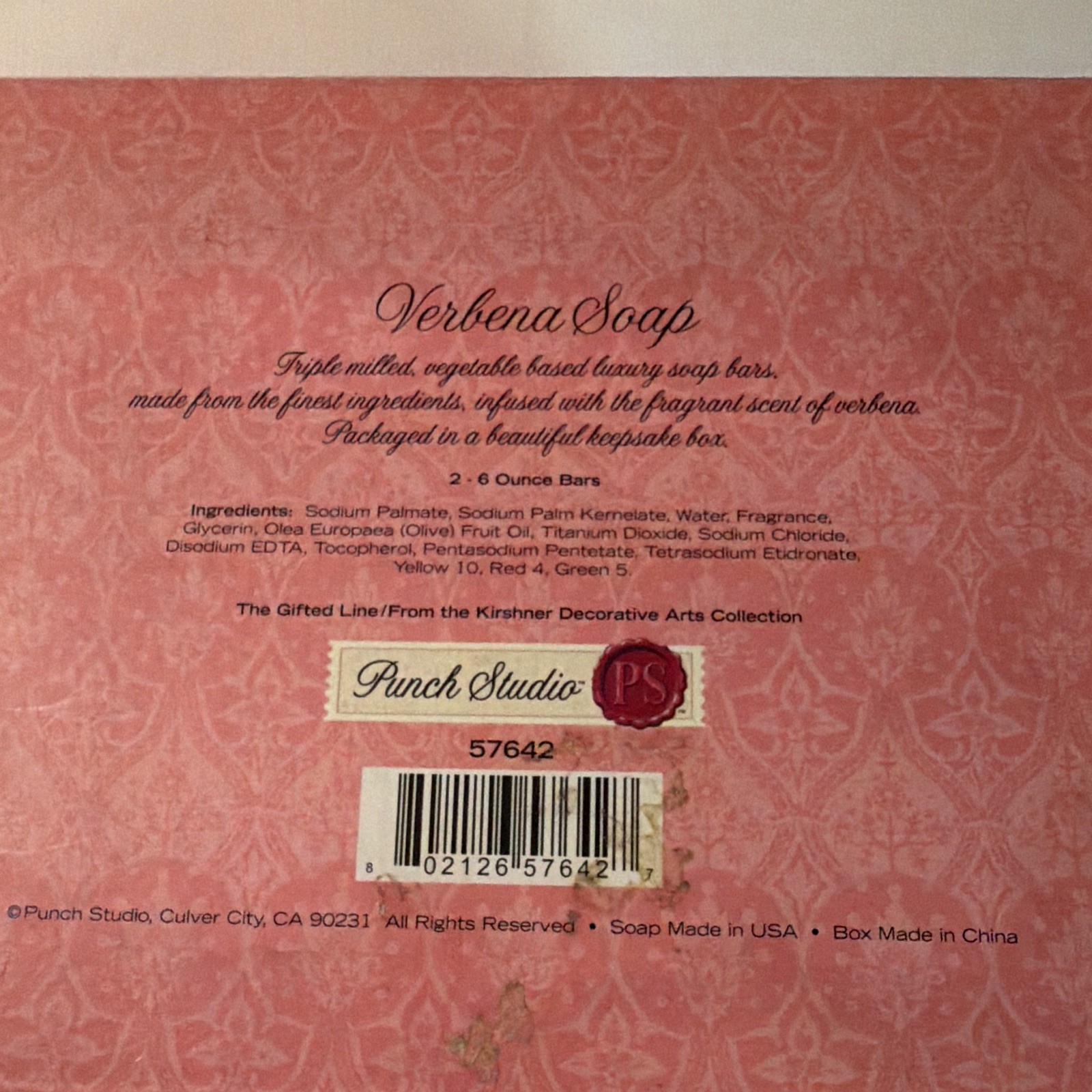 Punch Studio Verbena Body Bar Soap 2-Pack 6 oz Gifted Line