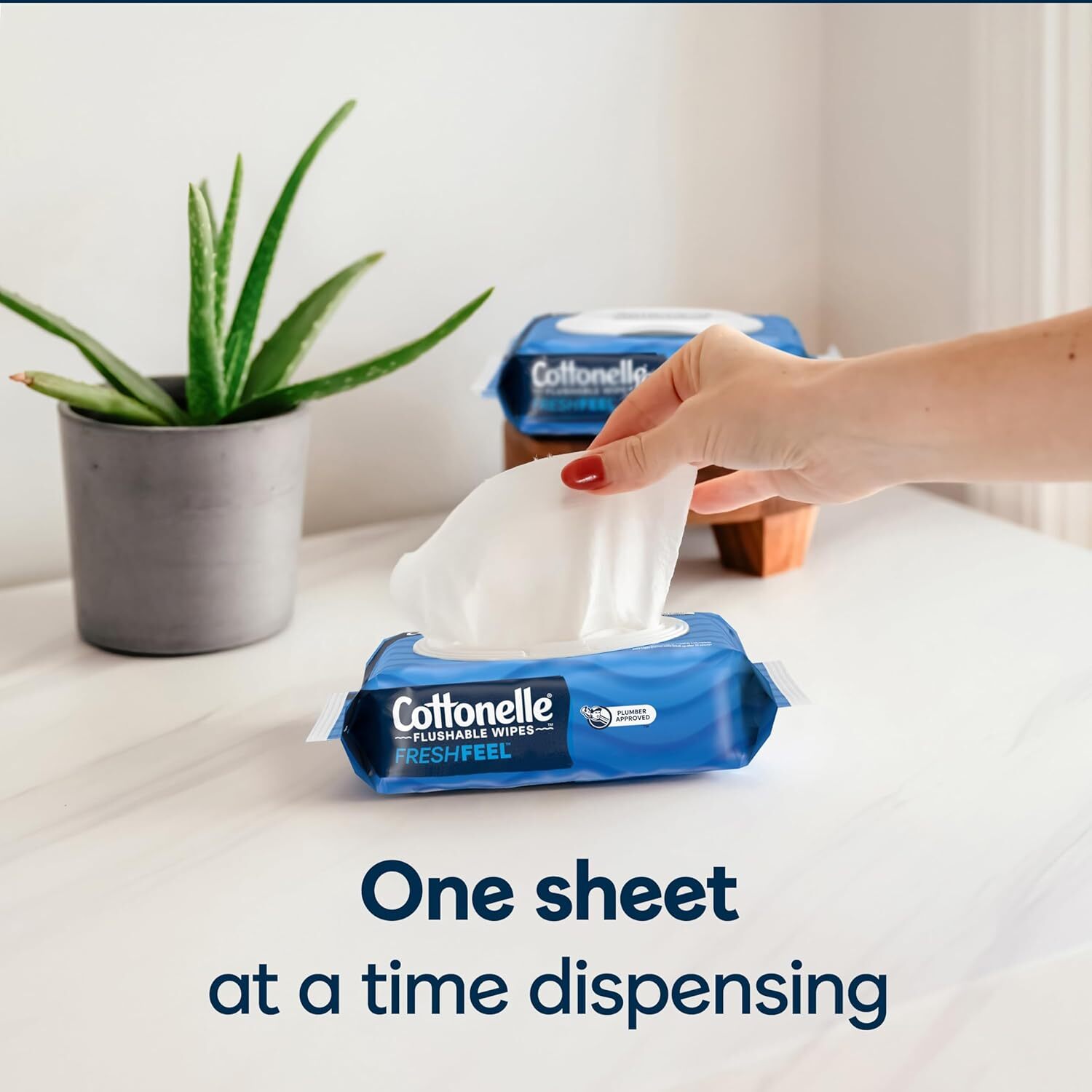 Cottonelle FreshFeel Flushable Wet Wipes for Adults and Kids, 8 Flip-Top Packs