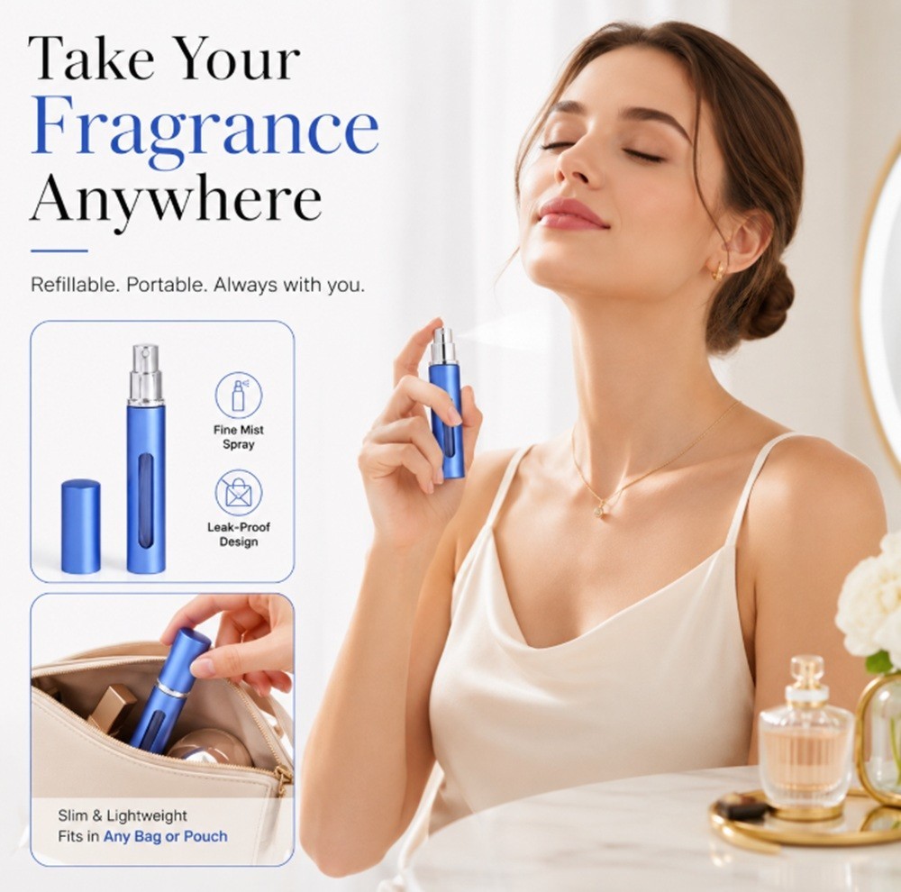 7 Pack 10ml Perfume Atomizer Bottles Refillable Travel Spray Pump Set Leakproof