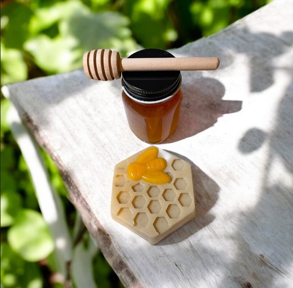 All Natural Oatmeal Honeycomb Bee Soap, Colored with Organic Turmeric, Spring
