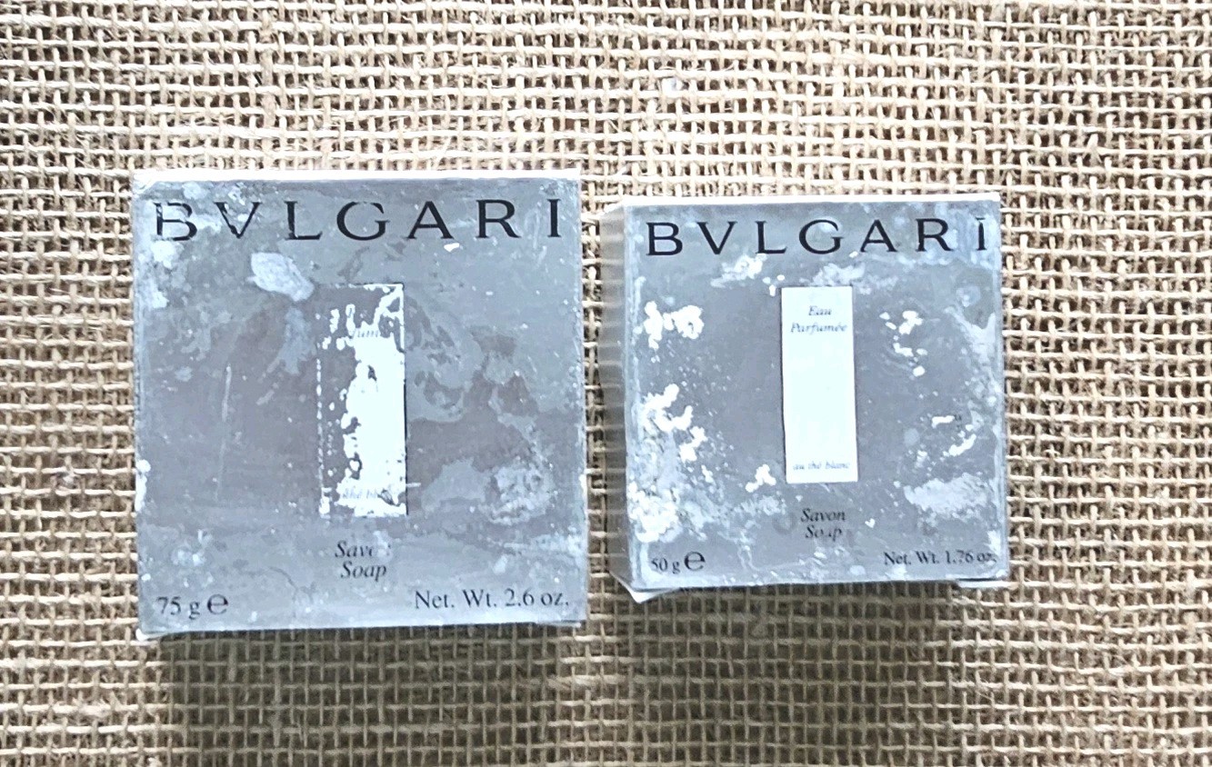 2 BVLGARI Eau Parfumee Au The Blank Savon Soap Bars 1.76oz & 2.6oz