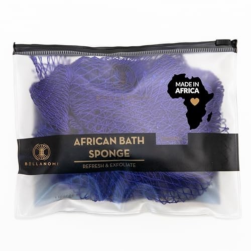 Bellanomi African Exfoliating Net Sponge 1 Count (Pack of 1), Navy Blue