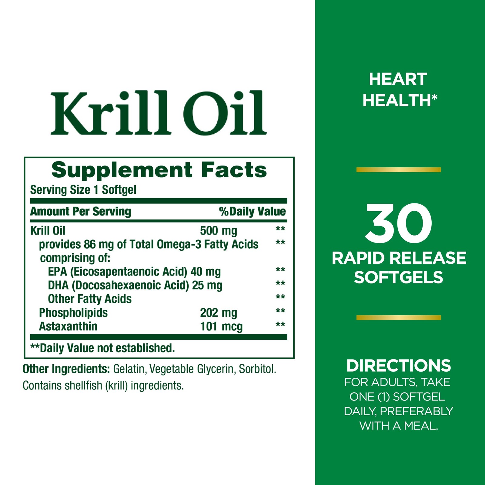 Nature’s Bounty Krill Oil, Heart Health, Dietary 30 Count (Pack of 1)
