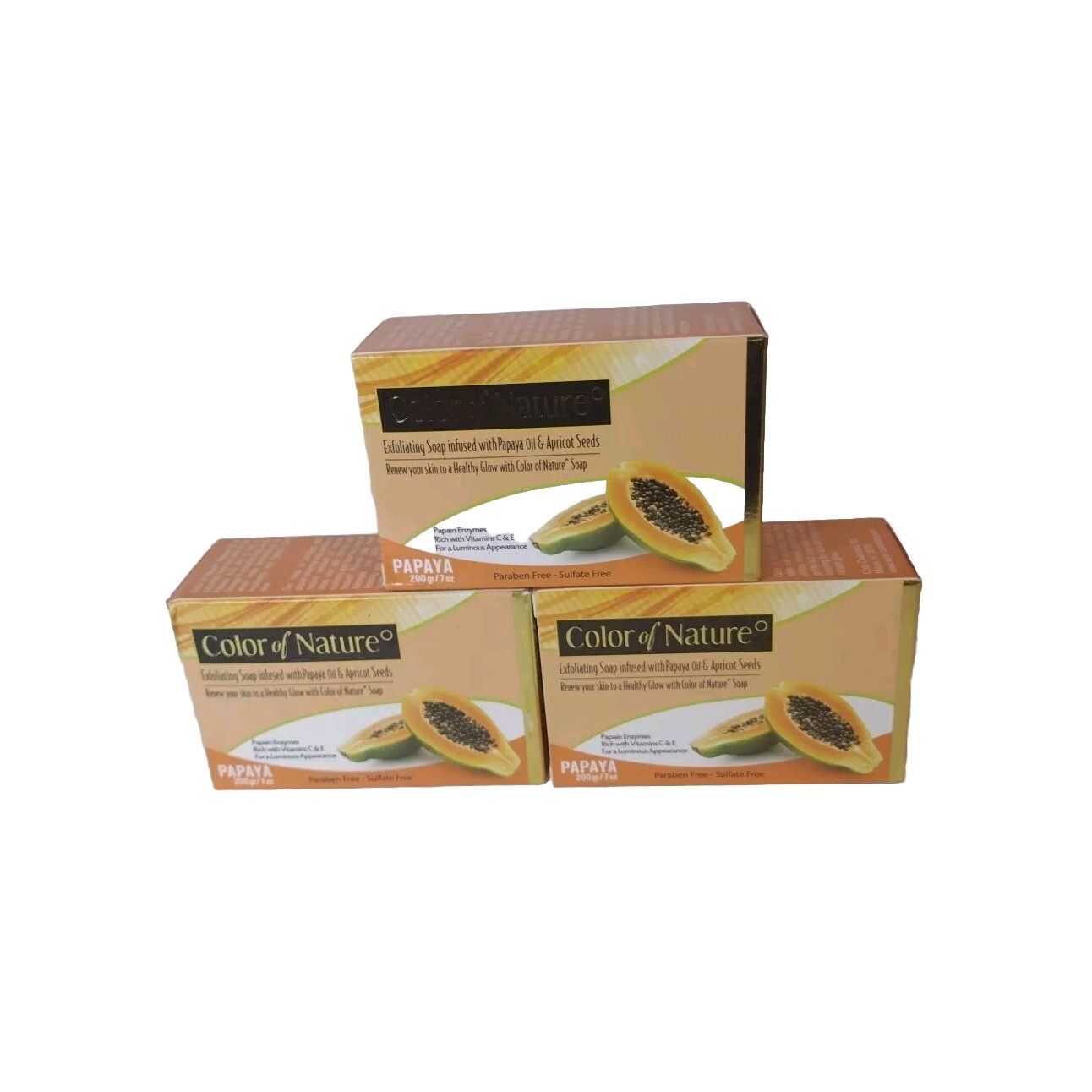 color of natural soap Infused Papaya Oil & Vitamin C & E 200g Pack Of 3