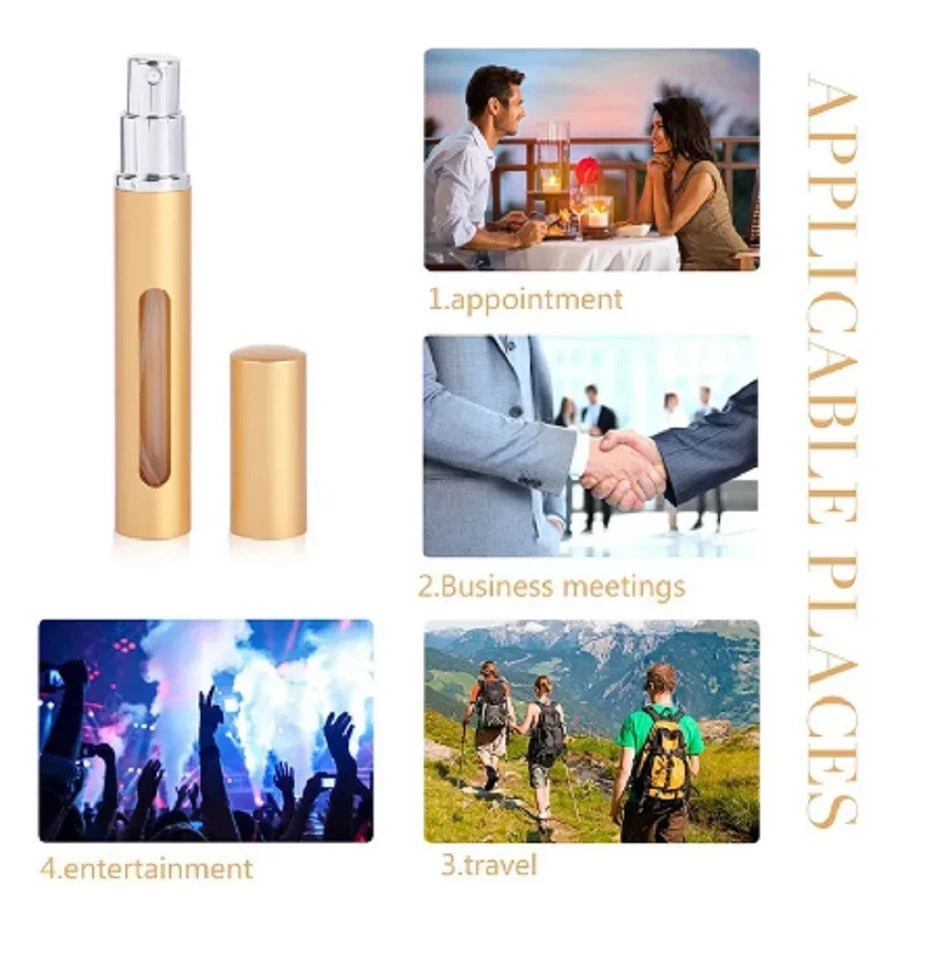 3 Pack 10ml Perfume Atomizer Bottles Refillable Travel Spray Pump Set Leakproof
