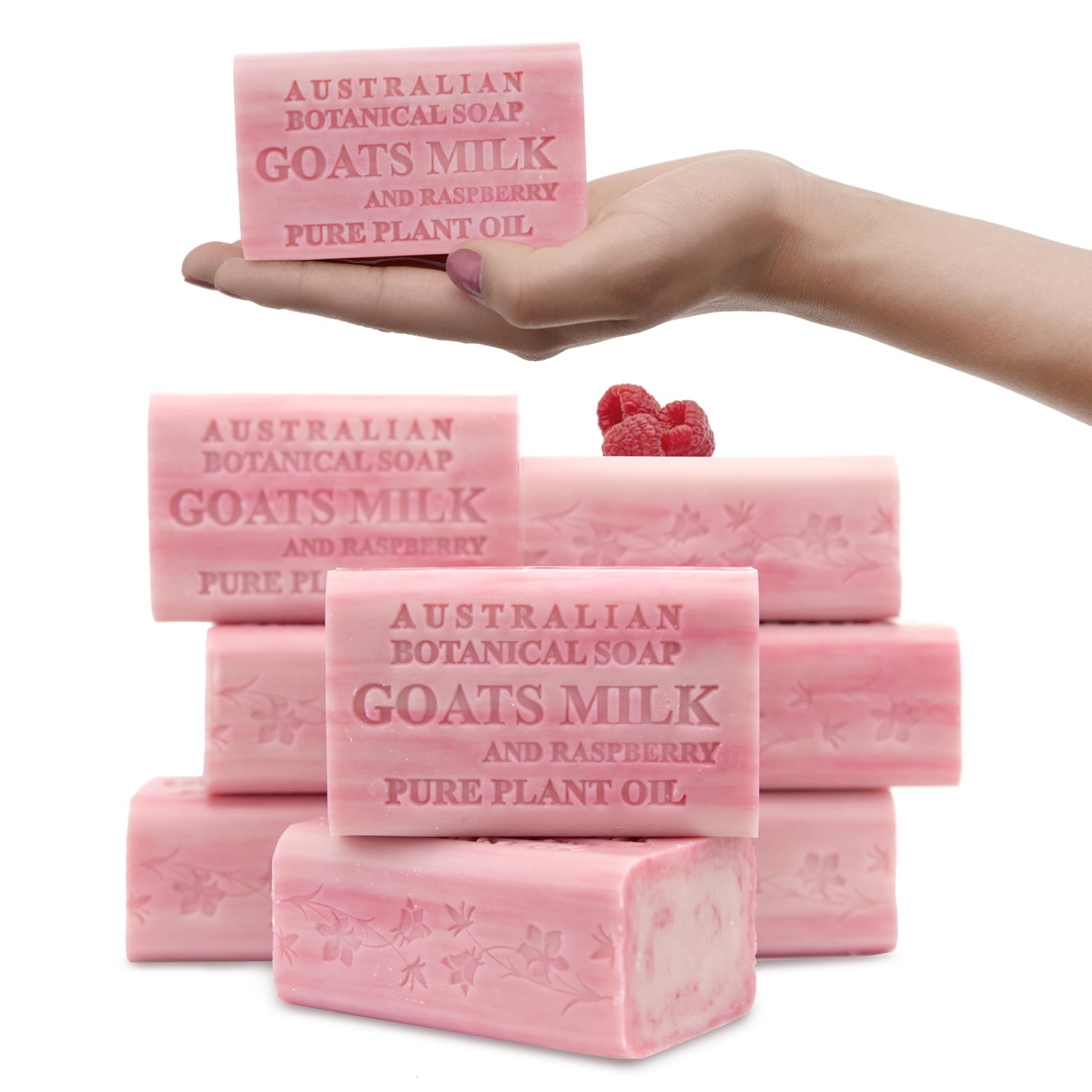 Australian Botanical Goats Milk Soap 6.6 Ounce (Pack of 8), Raspberry Pink