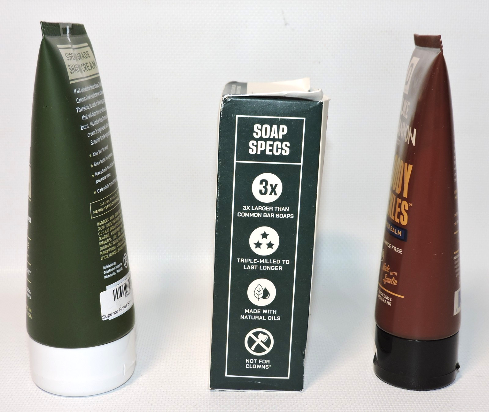 LOT 3 Duke Cannon: Shaving Cream, Big Bourbon Soap & Bloody Knuckles Hand Repair