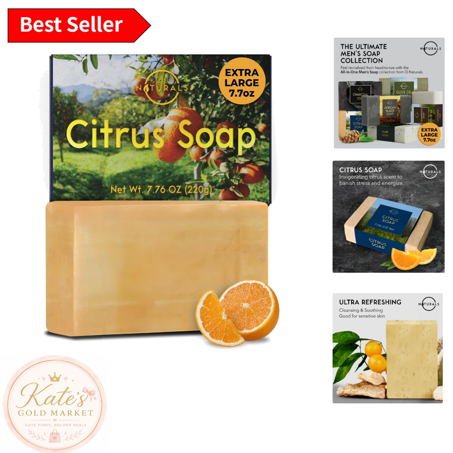 Natural Citrus Men’s Soap – Exfoliating & Moisturizing, Formula 7.76 oz