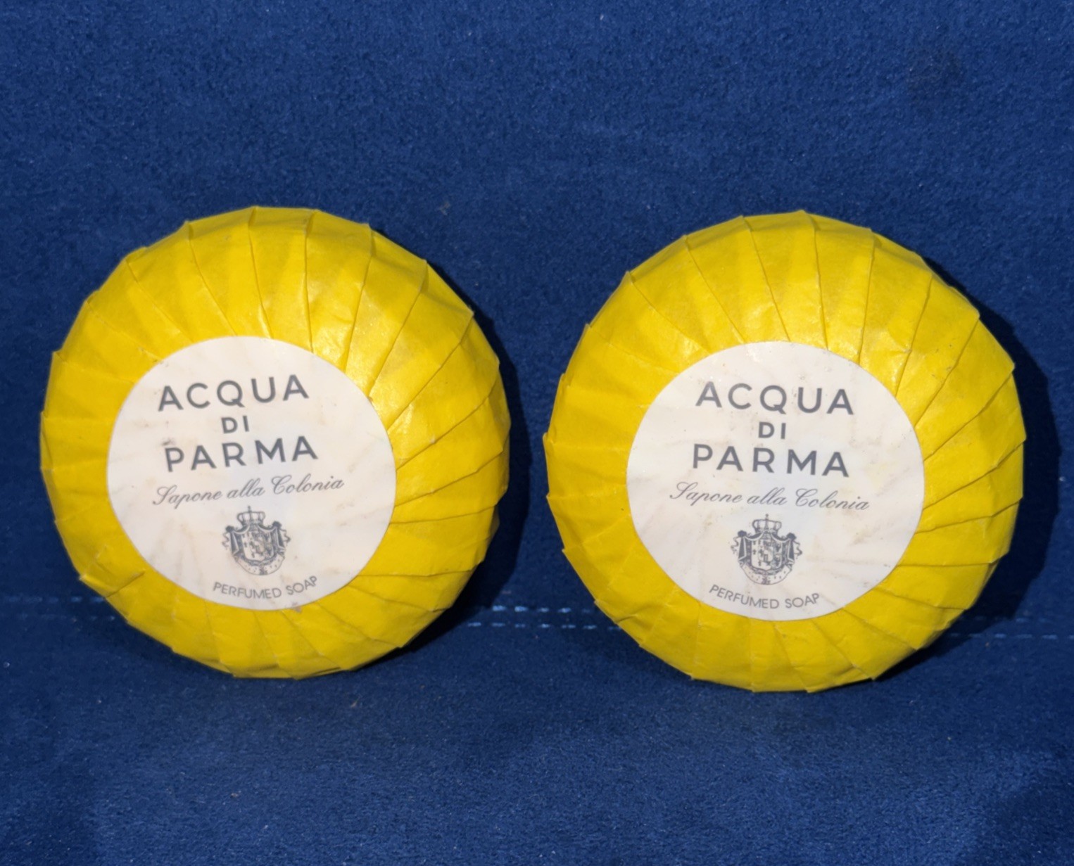 Acqua Di Parma Colonia Soap lot of 2 each 50 grams Bars. NEW In Yellow wrap