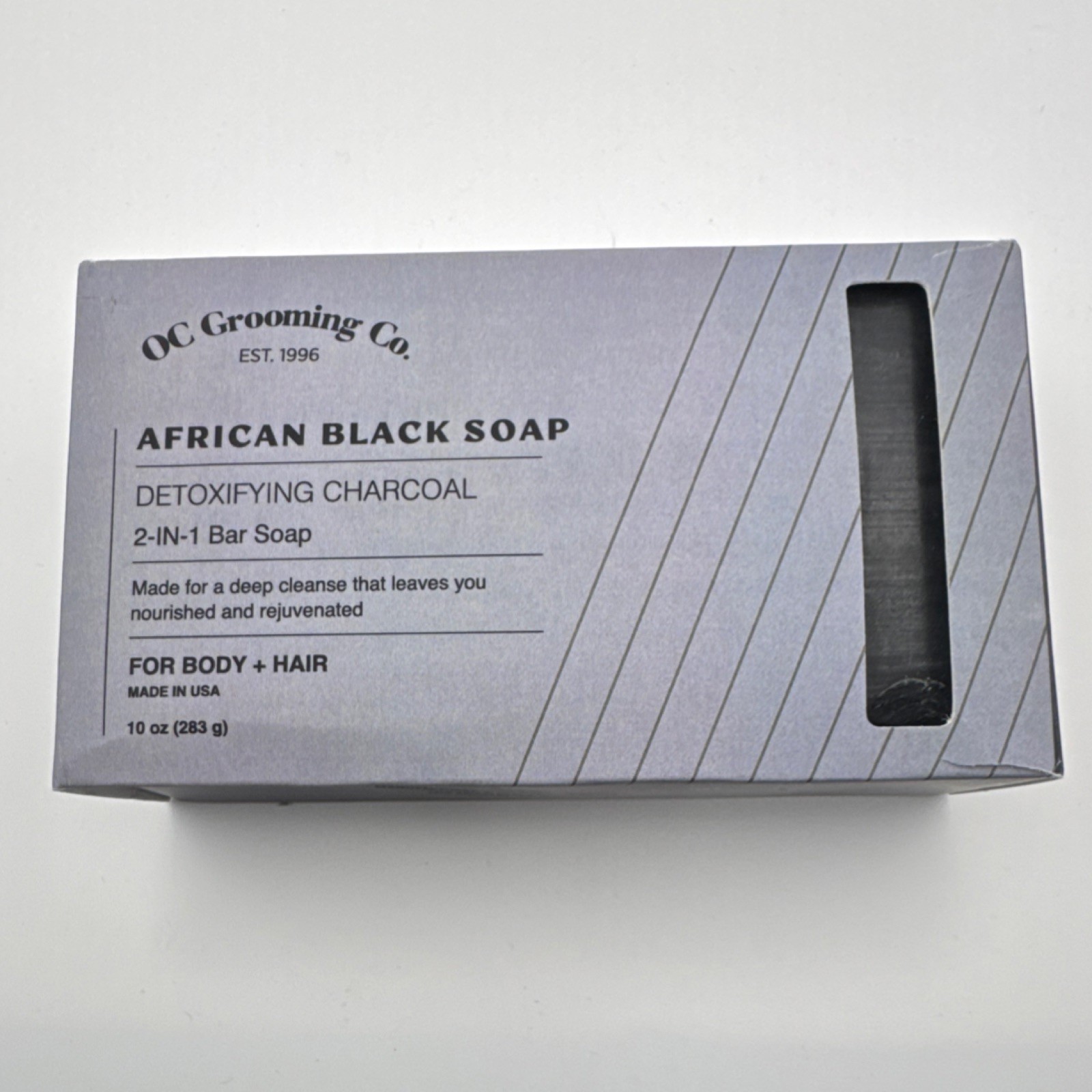 OC Grooming Co. African Black Soap Charcoal Detoxifying Body & Hair Bar 10 oz