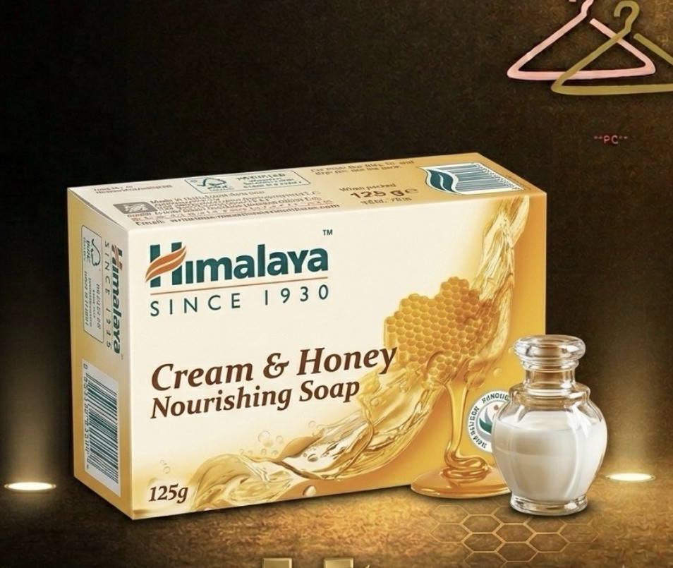 1 bar of Himalaya Cream & Honey Nourishing Soap Vegetable-Based Honey Scent 125g