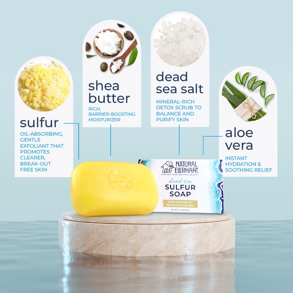 Natural Elephant Dead Sea Sulfur Soap 4.4 oz (125 g) Pack of 3