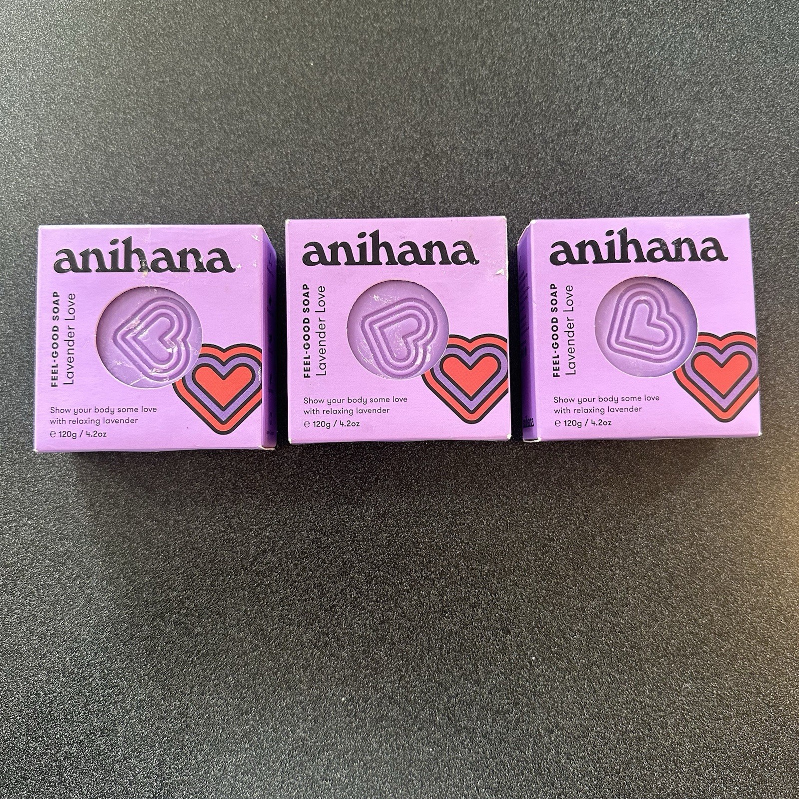 Lot Of 3 Bars Anihana Feel-Good Soap, Lavender Love 4.2 oz – New – Purple