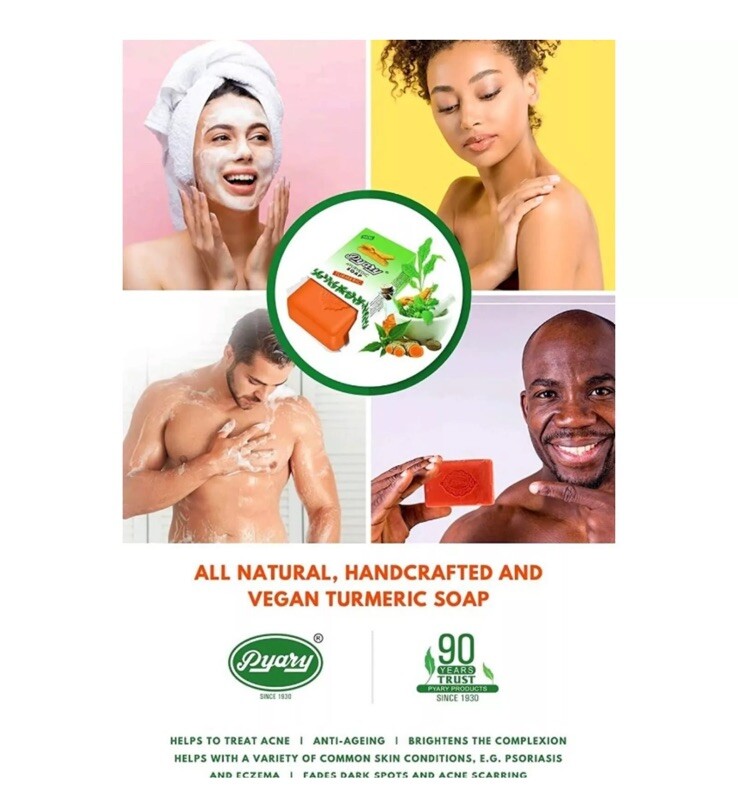 Indian Pyary Turmeric Soap Turmeric 75g [BUY 2 & GET 1 Free] صابون الكركم