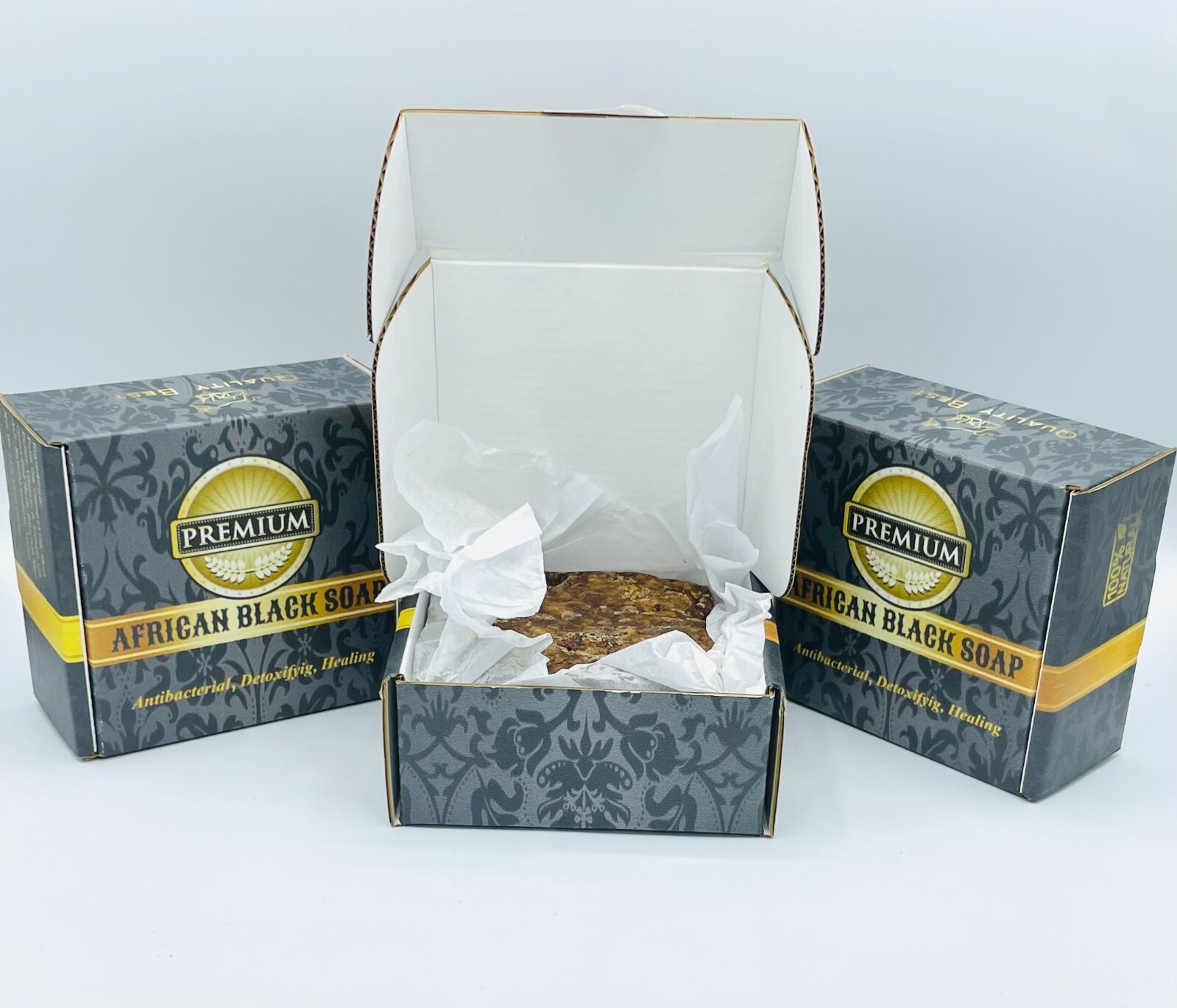 3 x 1lb Raw African Black Soap Organic Bar From Ghana Bulk Face Acne Body Wash