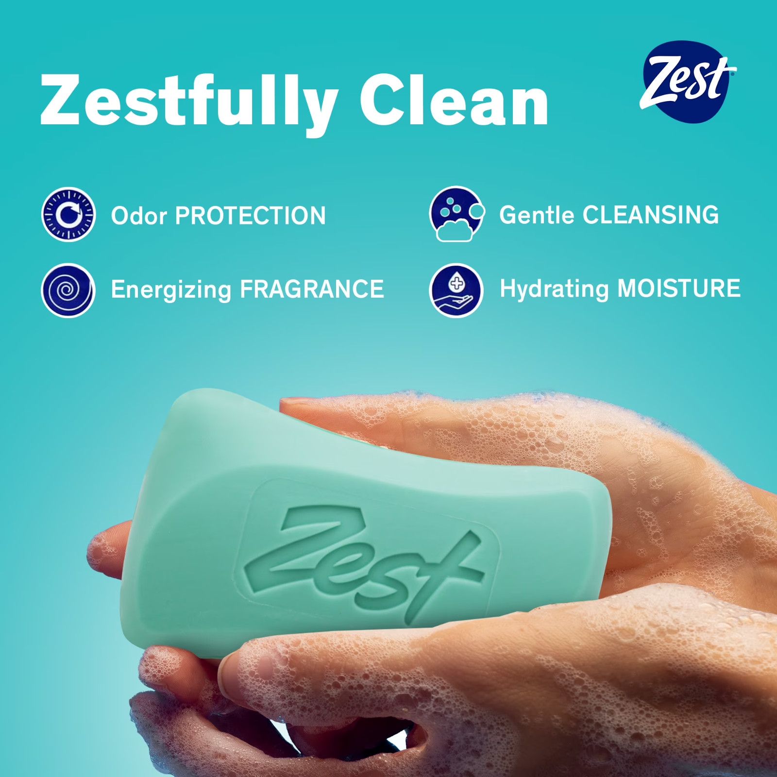 Deodorant Bar Soap, Hydrating for All Skin Types, Aqua, 4 oz, 8 Bars