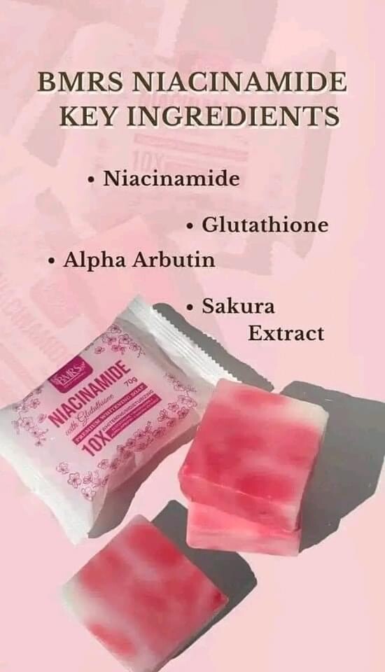3 Bars BMRS Niacinamide with Glutathione Premium Brightening Soap 70g Each