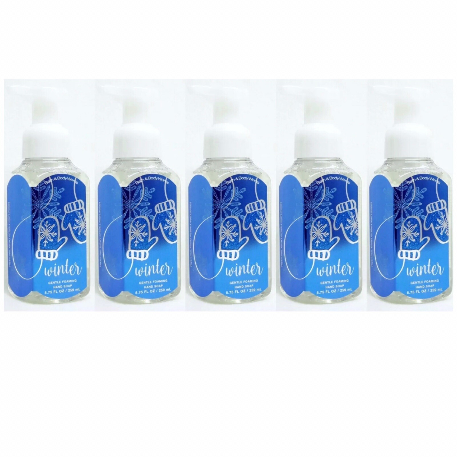 5x New Bath Body Works WINTER Gentle Foaming Hand Soap Hand Wash Limited Stock