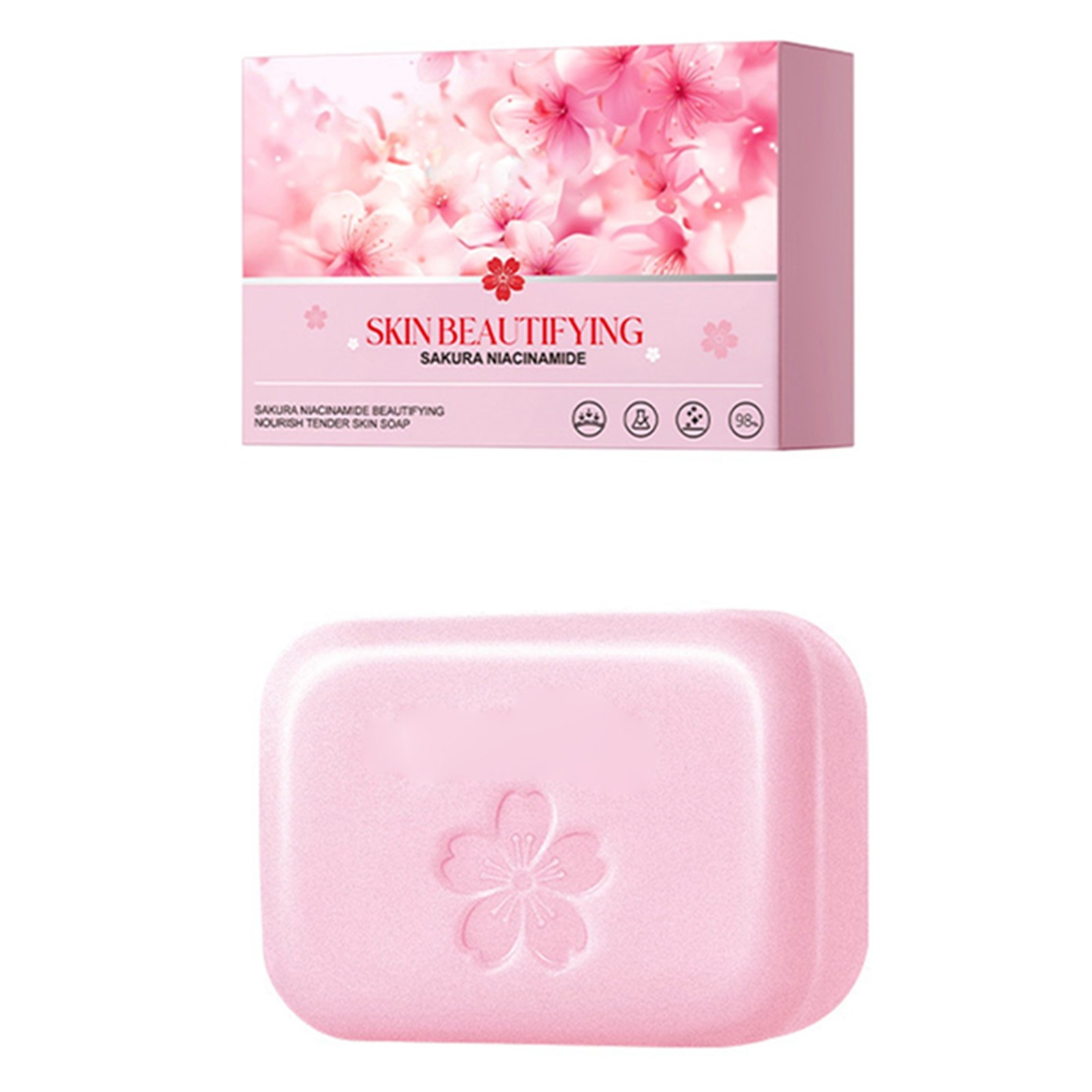 1Pcs Sakura Soap Bar With Foaming Net Daily Use Bath Soap Relieve Dryness 100g